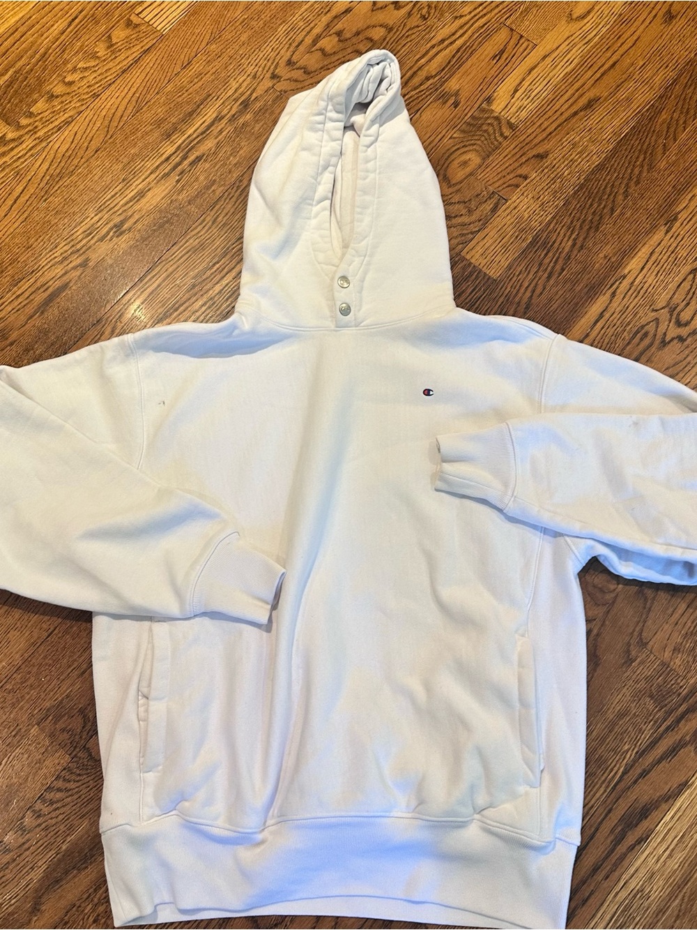 Champion Reverse Weave Snap Hood Hoodie White L - Picture 5 of 6